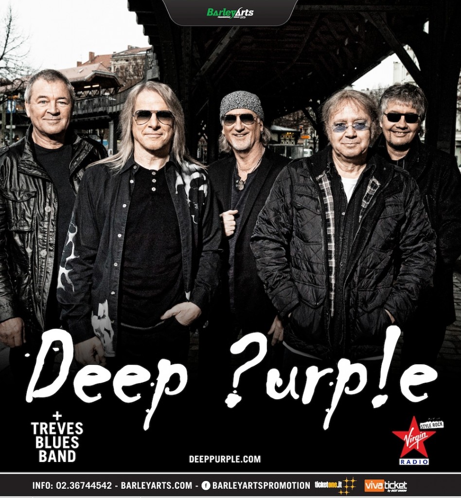 Locandina tour Deep Purple in Italia 2015, con Treves Blues Band