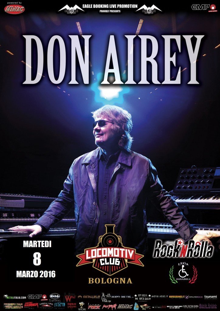 Locandina del concerto di Don Airey al Locomotiv Club di Bologna, marzo 2016