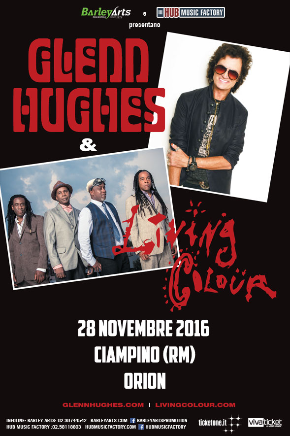 Locandina del concerto di Glenn Hughes e Living Colour a Ciampino 2016